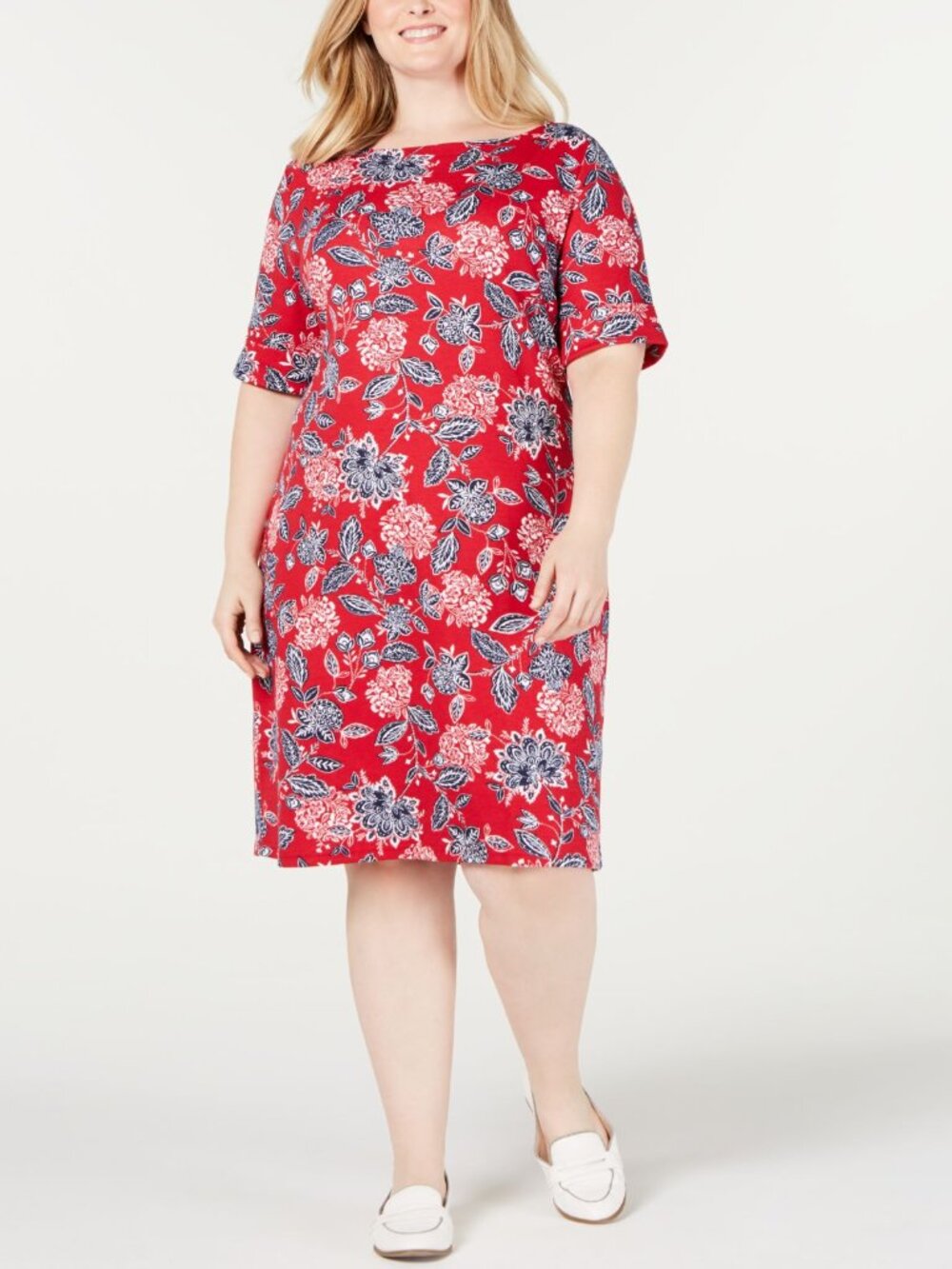 Karen Scott Womens Plus Size Floral Print Dress